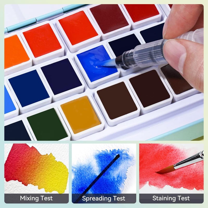 Lightwish MeiLiang Watercolor Paint Set, 36 Vivid Colors in Pocket Box with Metal Ring and Watercolor Brush, Perfect for Students, Beginners and More - Image 2
